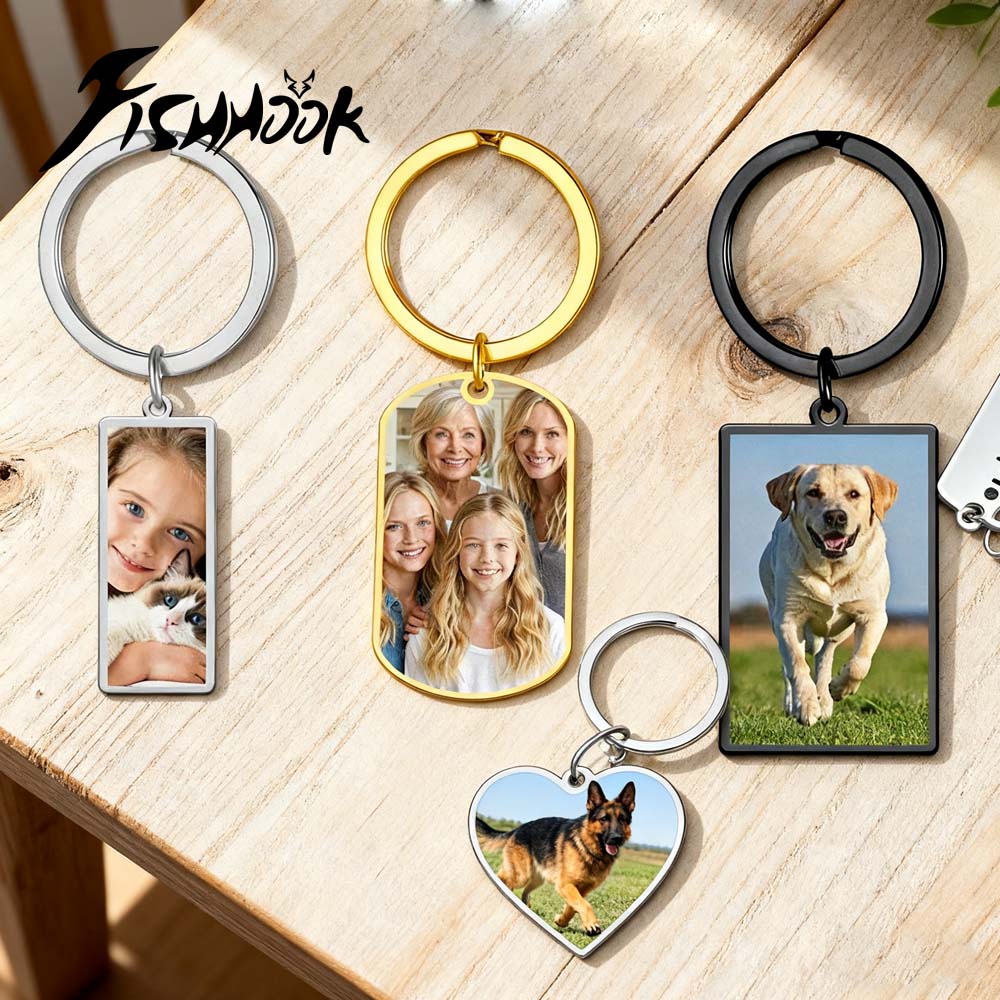 Photographic Memory - Porte-clés photo personnalisé avec motif familial,